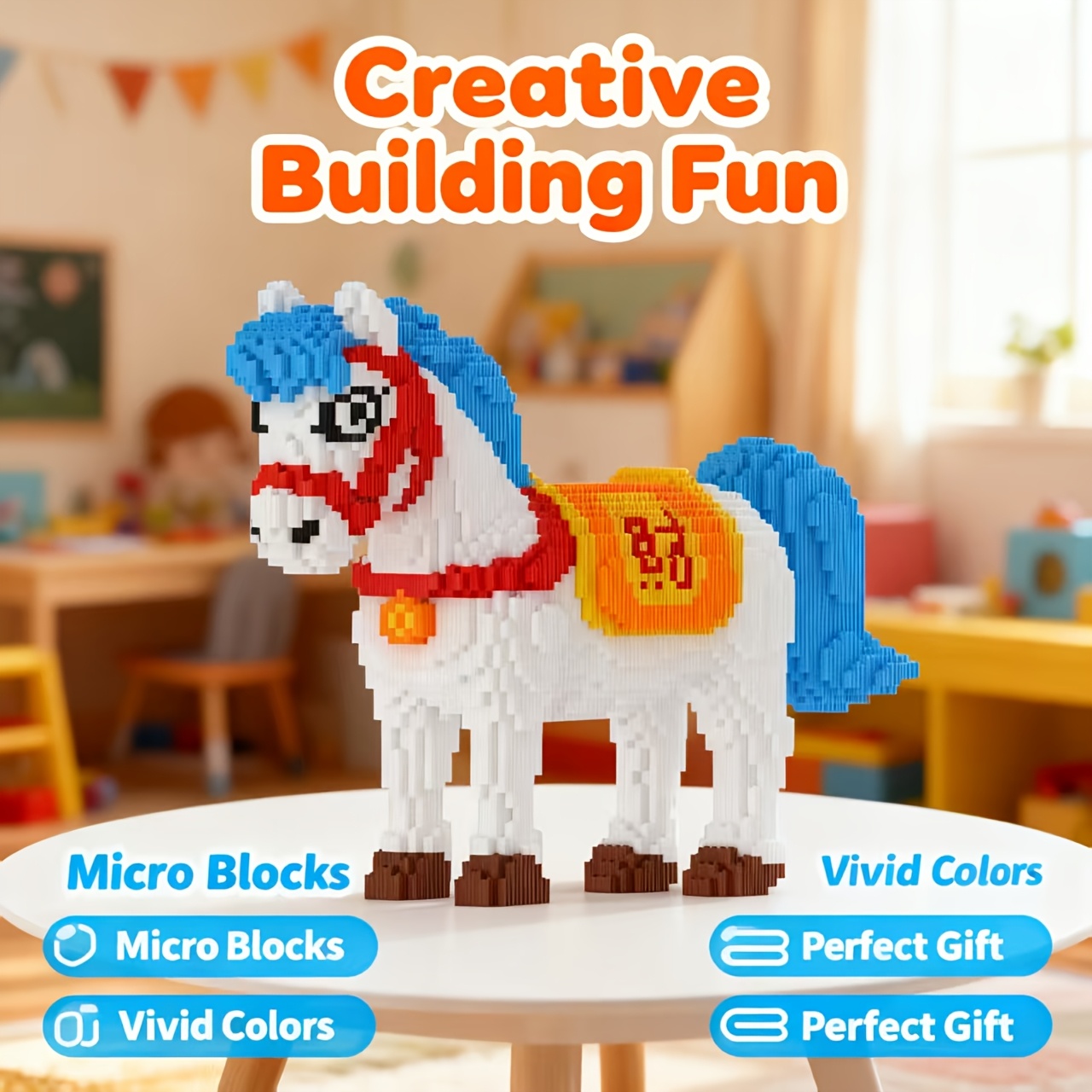 New Year of The Horse Building Blocks Ornament